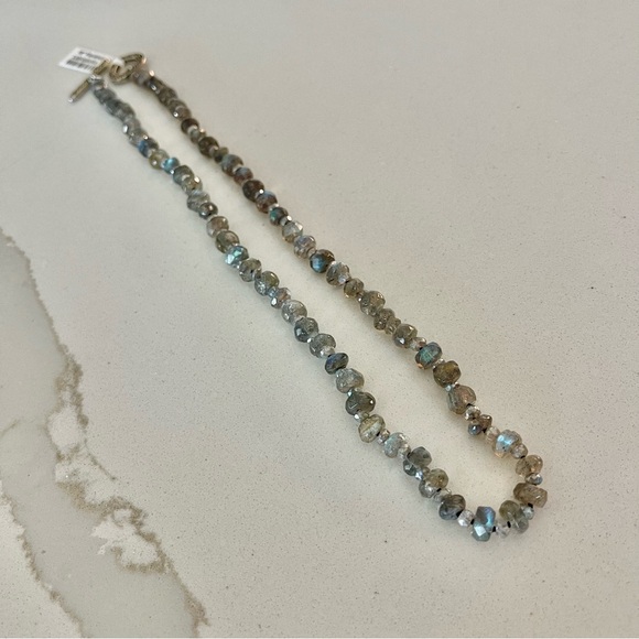 One of a kind Faceted Labradorite beaded necklace 18” in length. - Picture 1 of 9